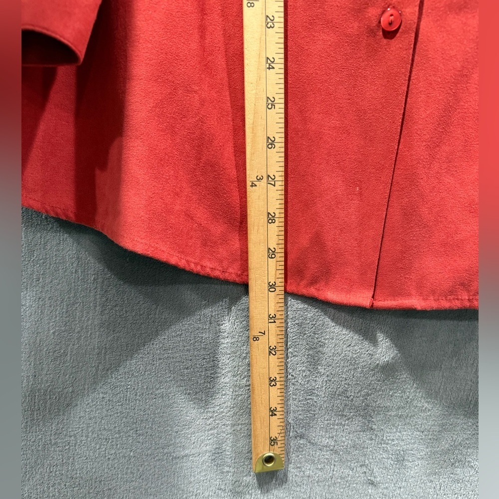 L.L. Bean Faux Suede Button Down Orange Shirt Women's Size XL - Picture 4 of 7